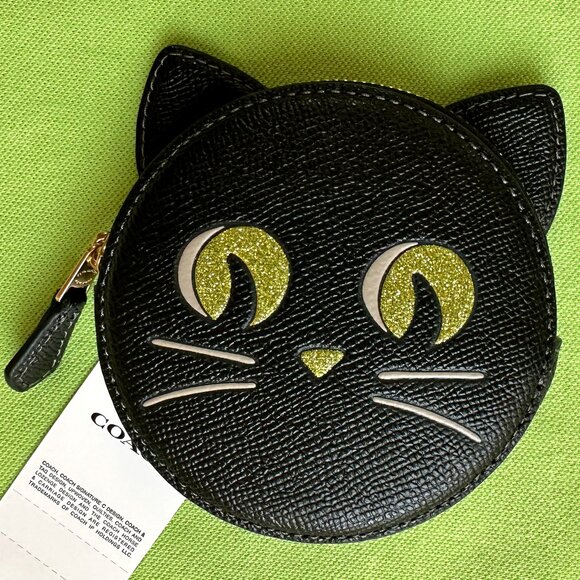 COACH CAT COIN CASE:NWT CAT FACE HALLOWEEN CATCW464